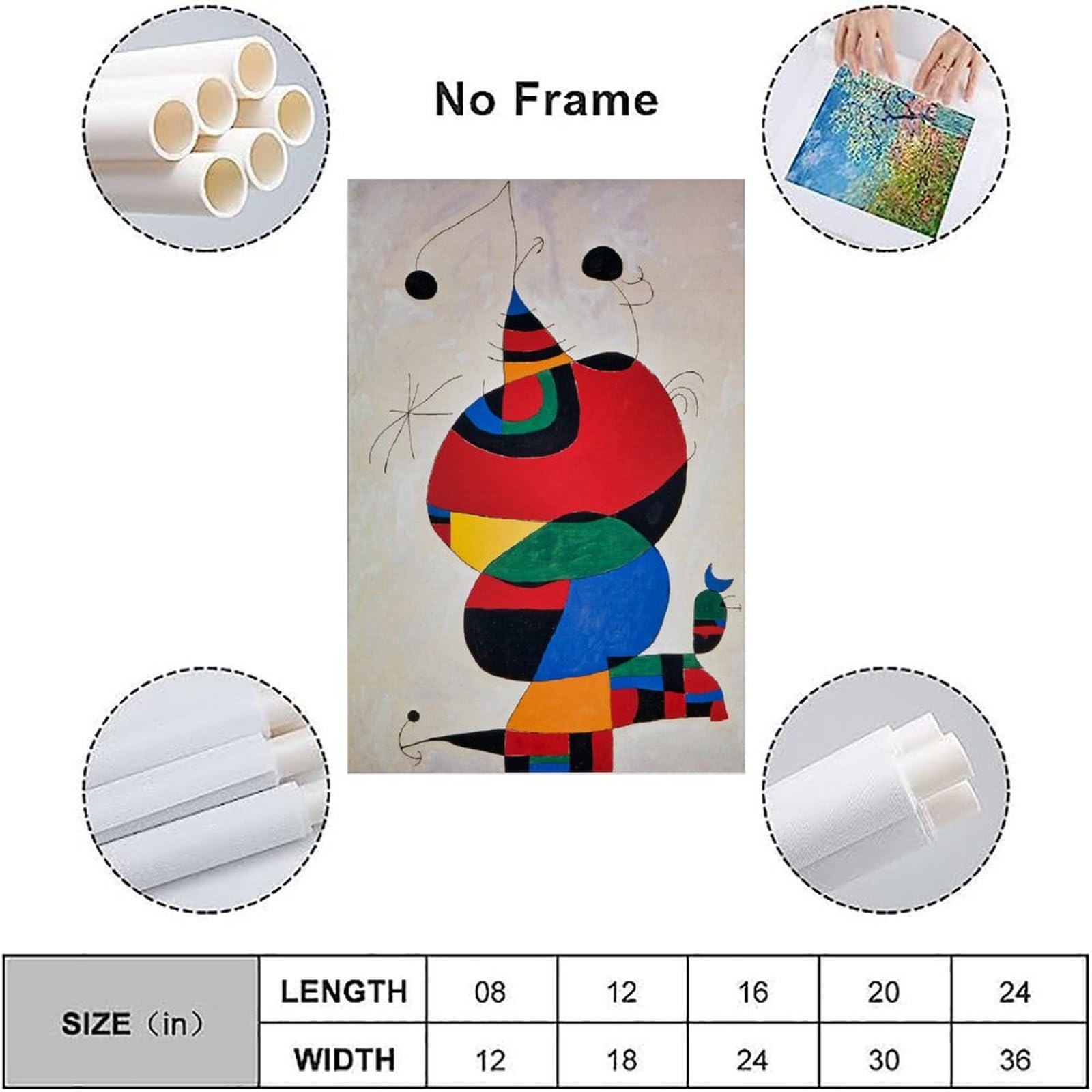 Amazon.com: ZHAOZIQQ Joan Miro Poster Woman, Bird, Star Wall Art